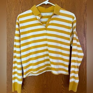 💥AMERICAN EAGLE OUTFITTERS💥 yellow long sleeve collared crop top